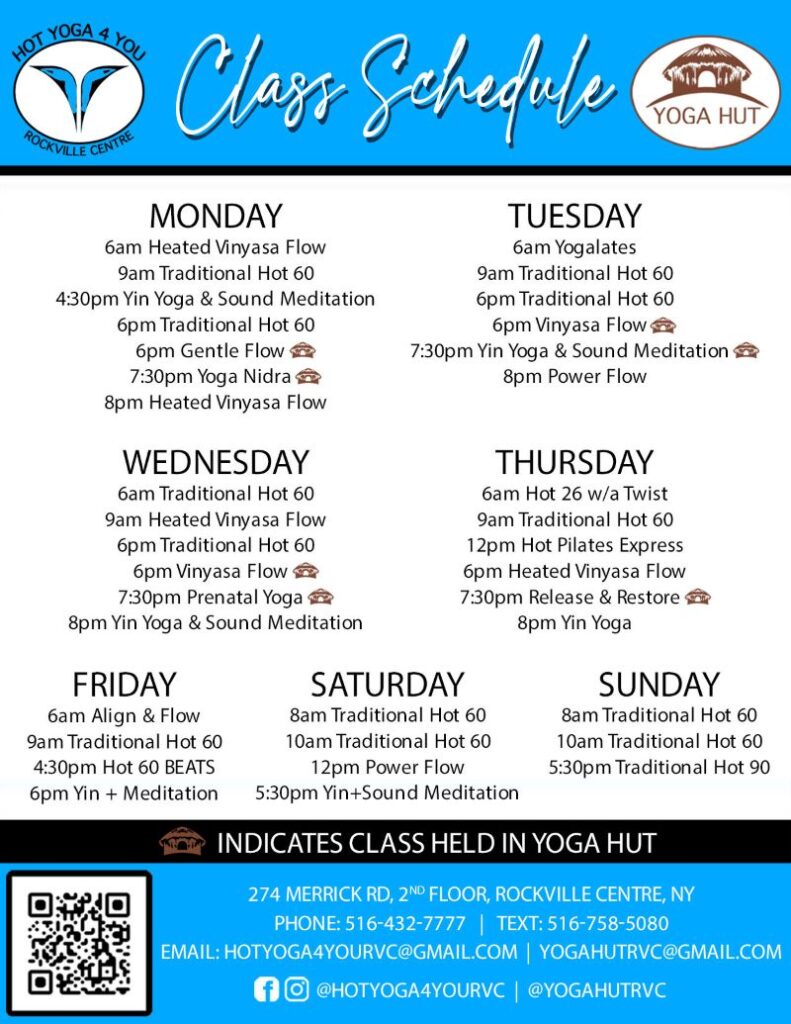 Class Schedule as of May 2024 HotYoga4U RVC