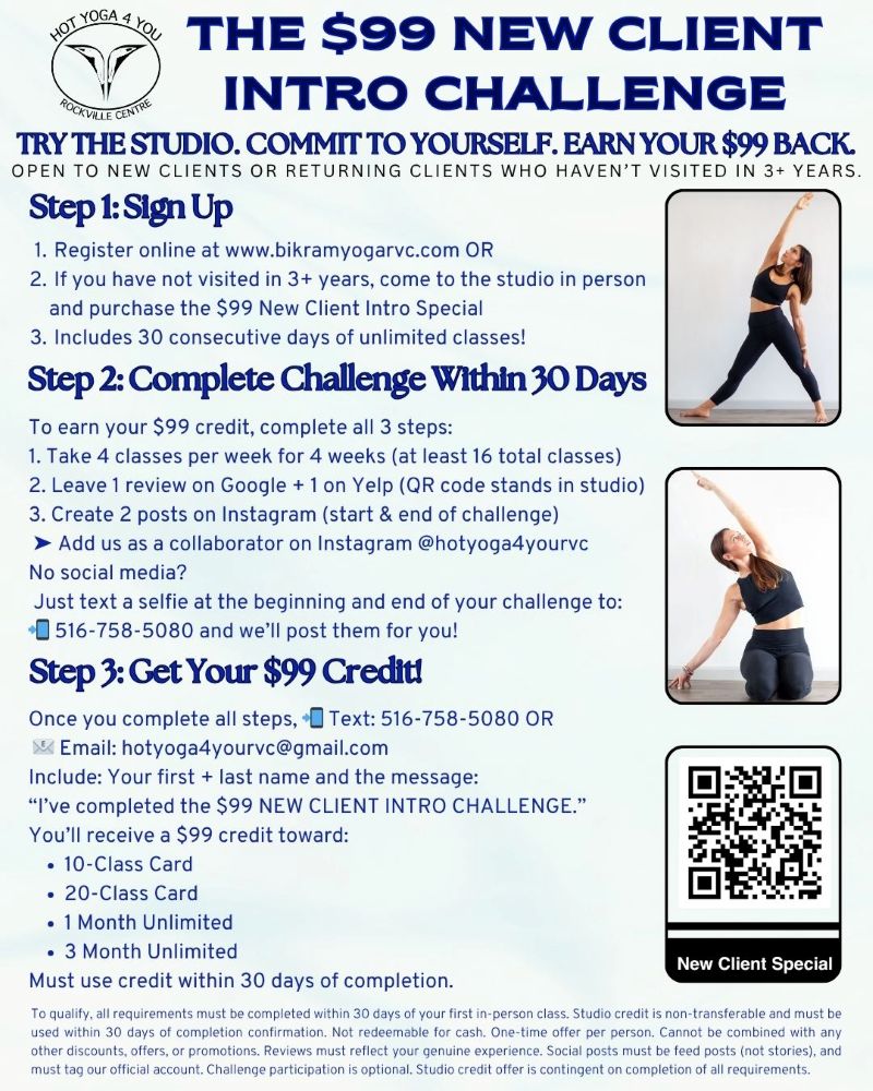 Hot Yoga 4 You - RVC - New Client Intro Challenge