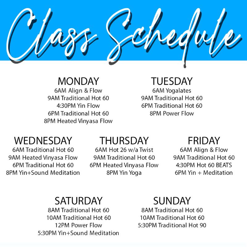 HotYoga4You-RVC Class Schedule