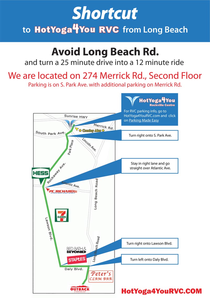 Hot Yoga 4 You Rockville Center Shortcut Map